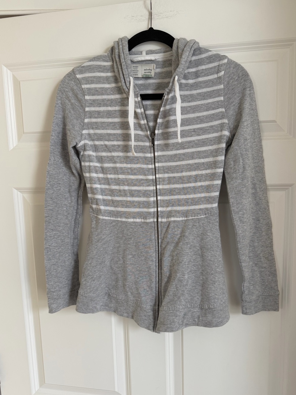Saturday Sunday Anthropologie striped zip-up hoodie Small
